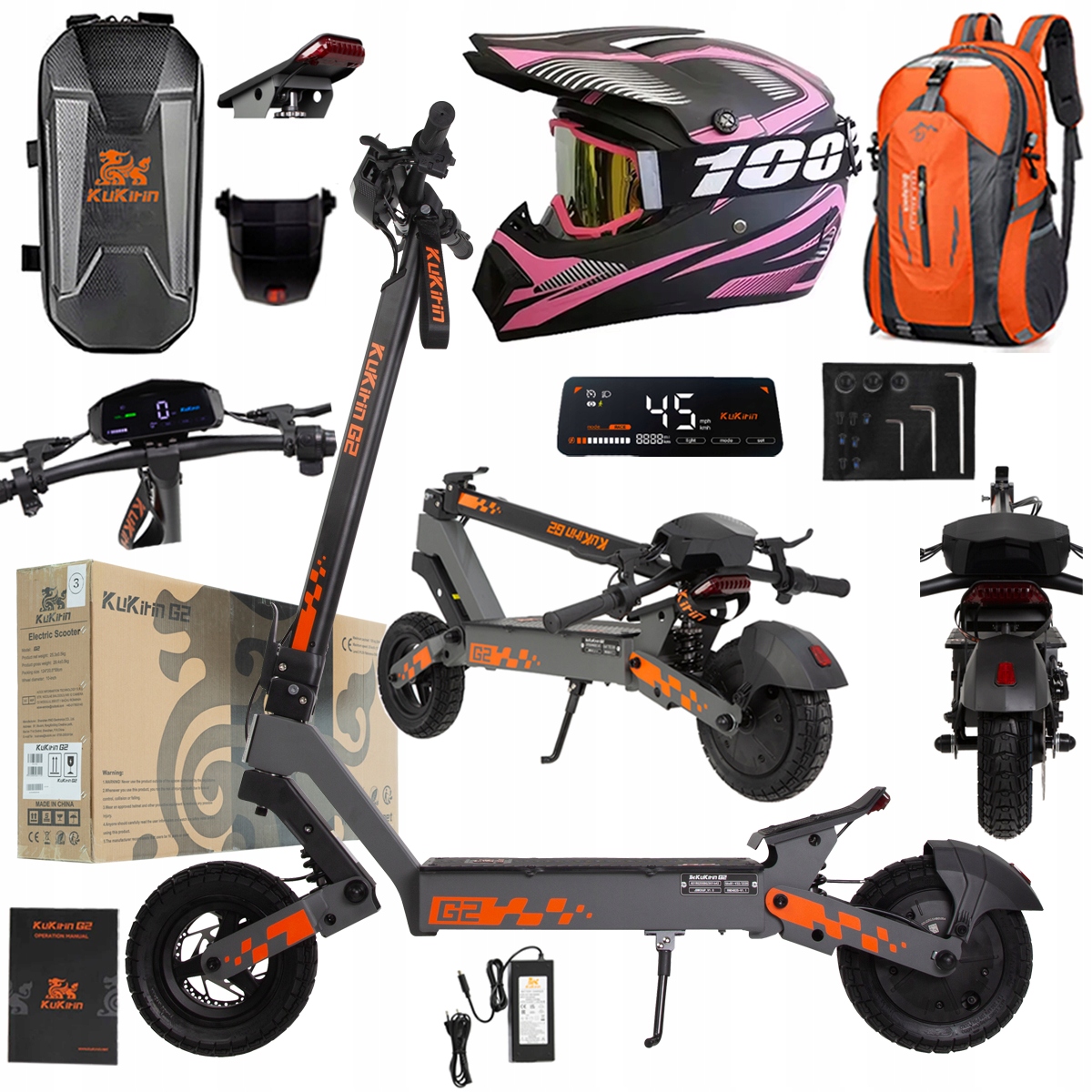 Kukirin G2 2026 Nové skládací elektrické vozidlo 1200W 45KM/H 15Ah 48V 10"