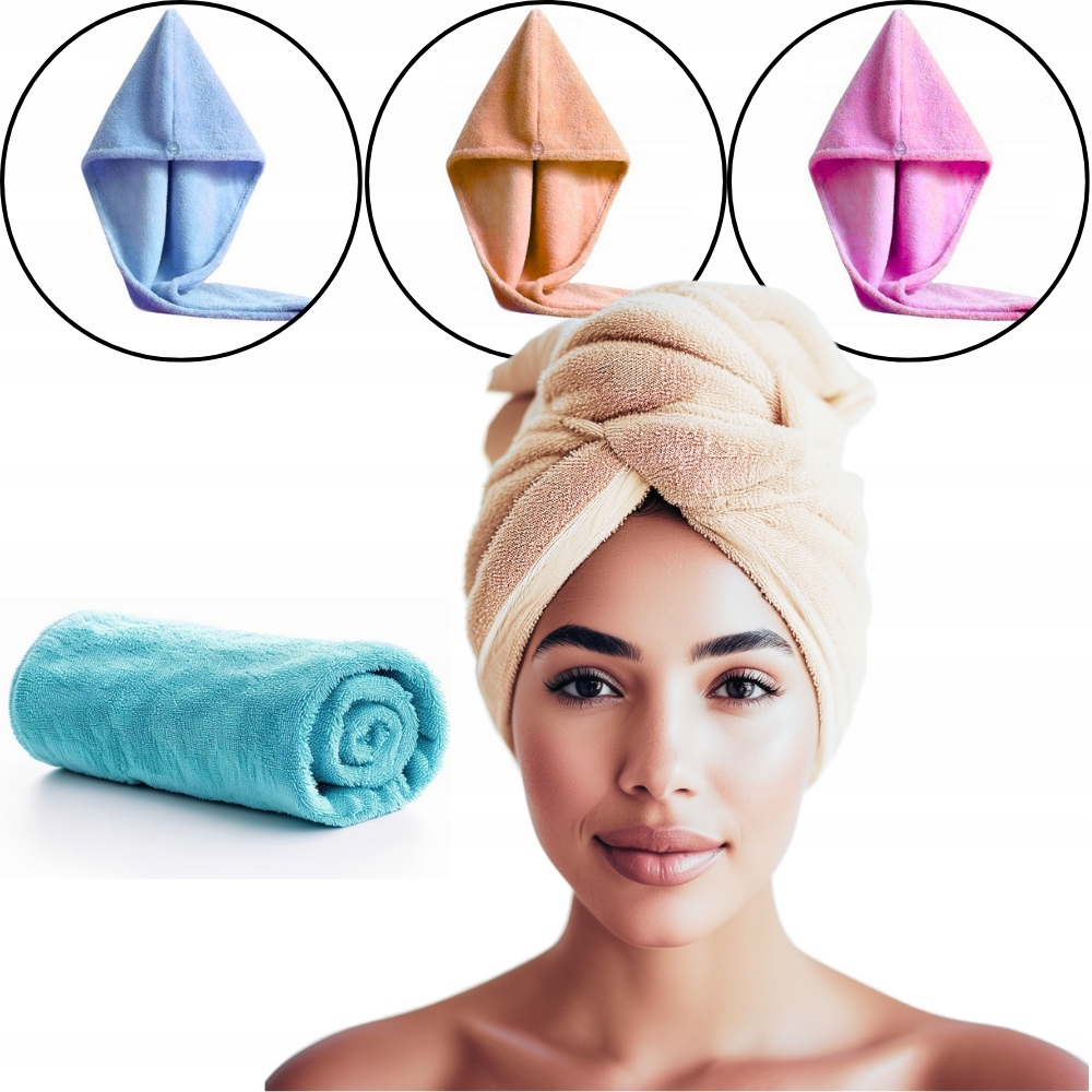 RĘCZNIK NA GŁOWĘ TURBAN DO WŁOSÓW SZYBKOSCHNĄCY KĄPIELOWY MIKROFIBRA