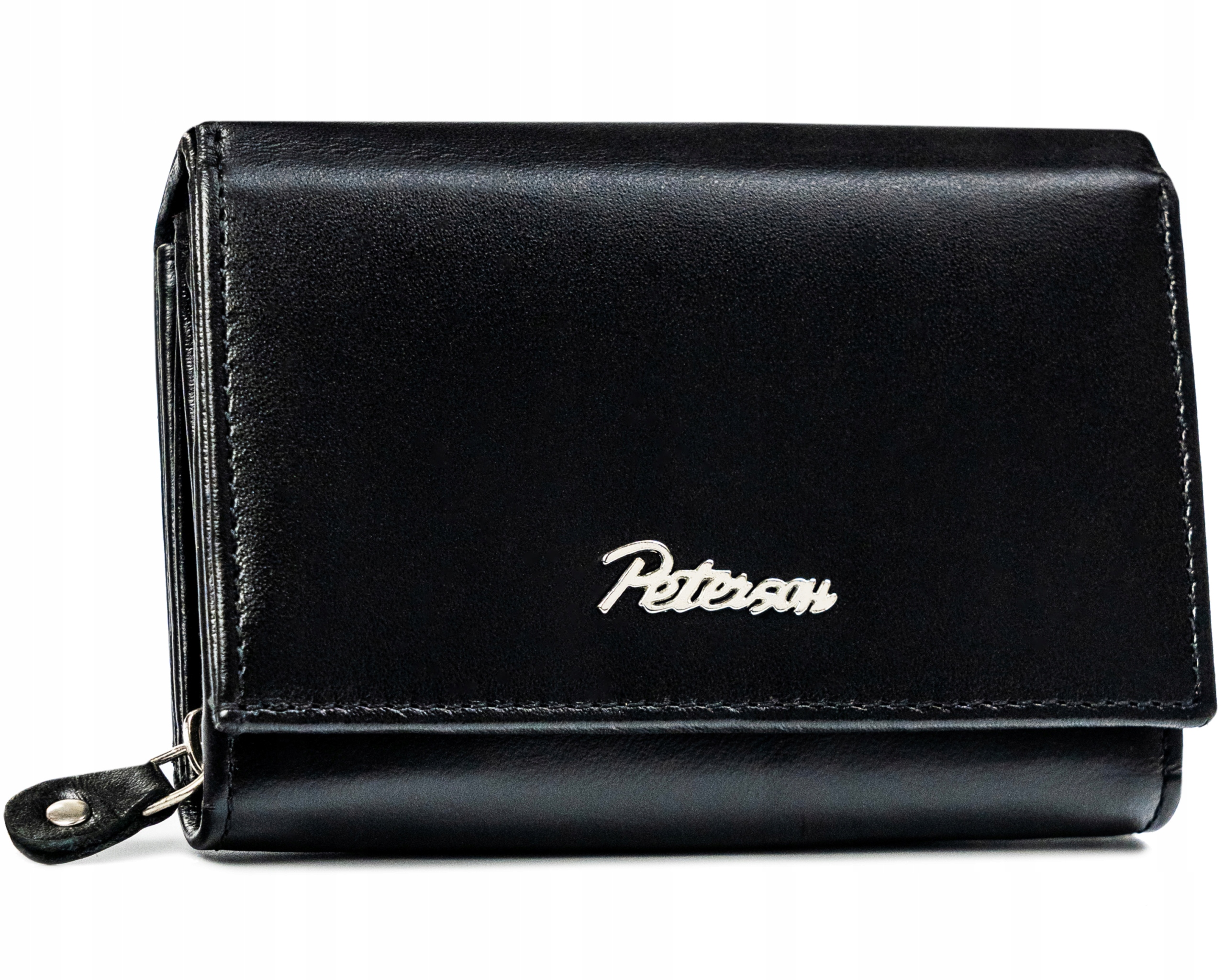 Peterson portfel damski skórzany portmonetka na zatrzask ochrona kart Rfid