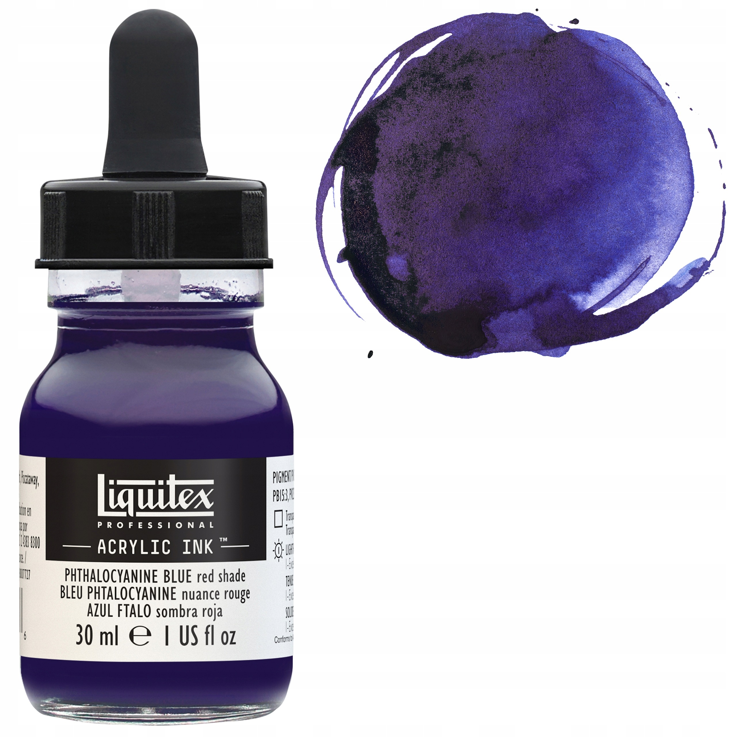 Tusz akrylowy Liquitex Acrylic Ink pipeta 30ml Phthalo Blue Red Shade 314