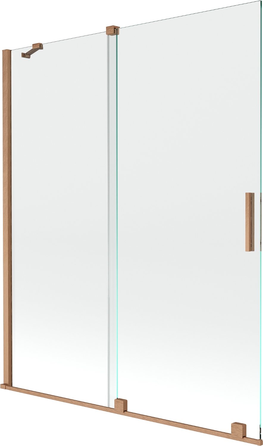 Mexen Velar, dvoukřídlý posuvný sprchový panel 140x150, měděný, čirý