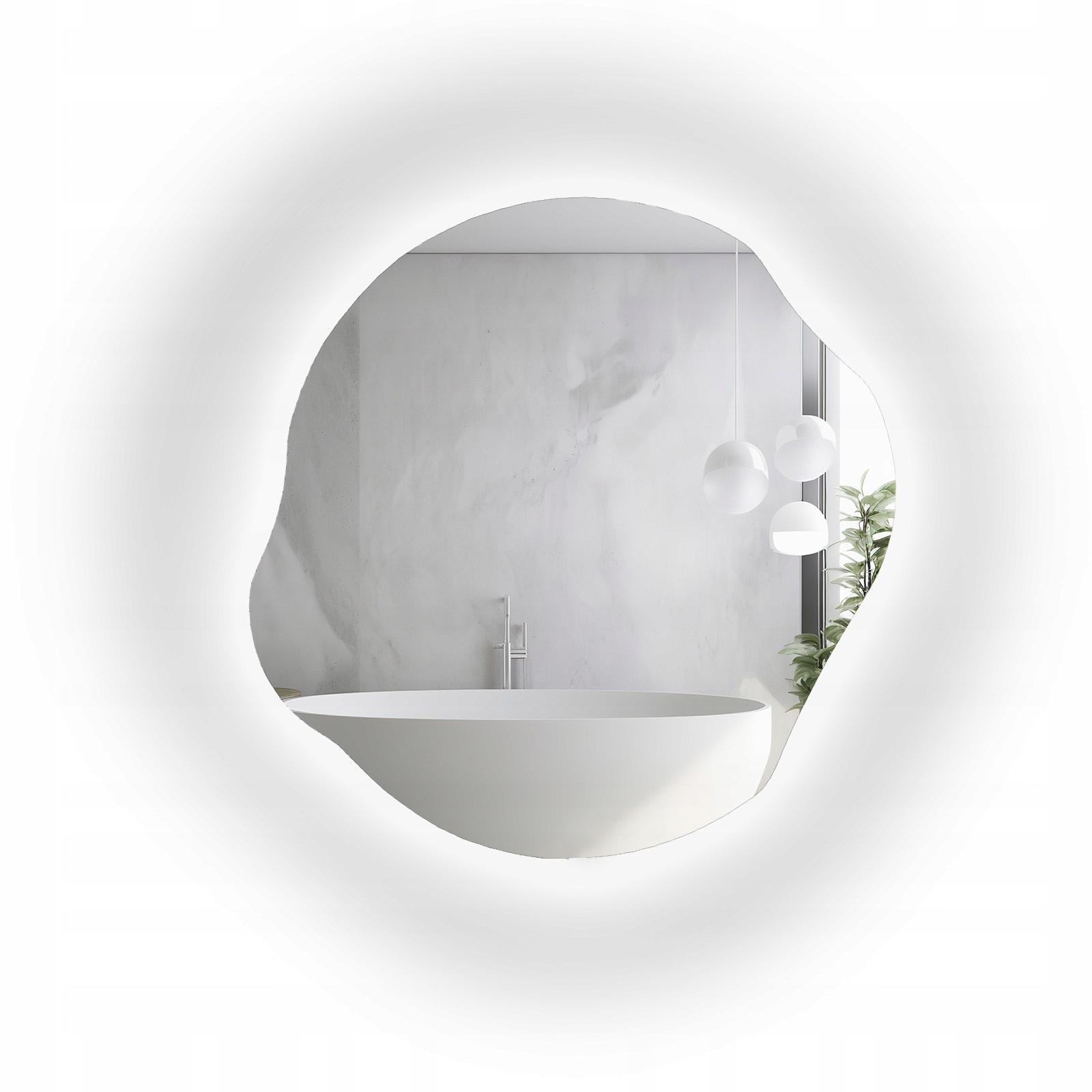 Zrcadlo s organickým tvarem Zirkon s Led podsvícením 90x94