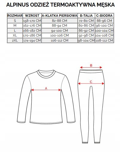 Alpinus Bielizna Termoaktywna Męska Active Base Layer Set GT43880- r.M Kolekcja Alpinus Active Base Layer Set