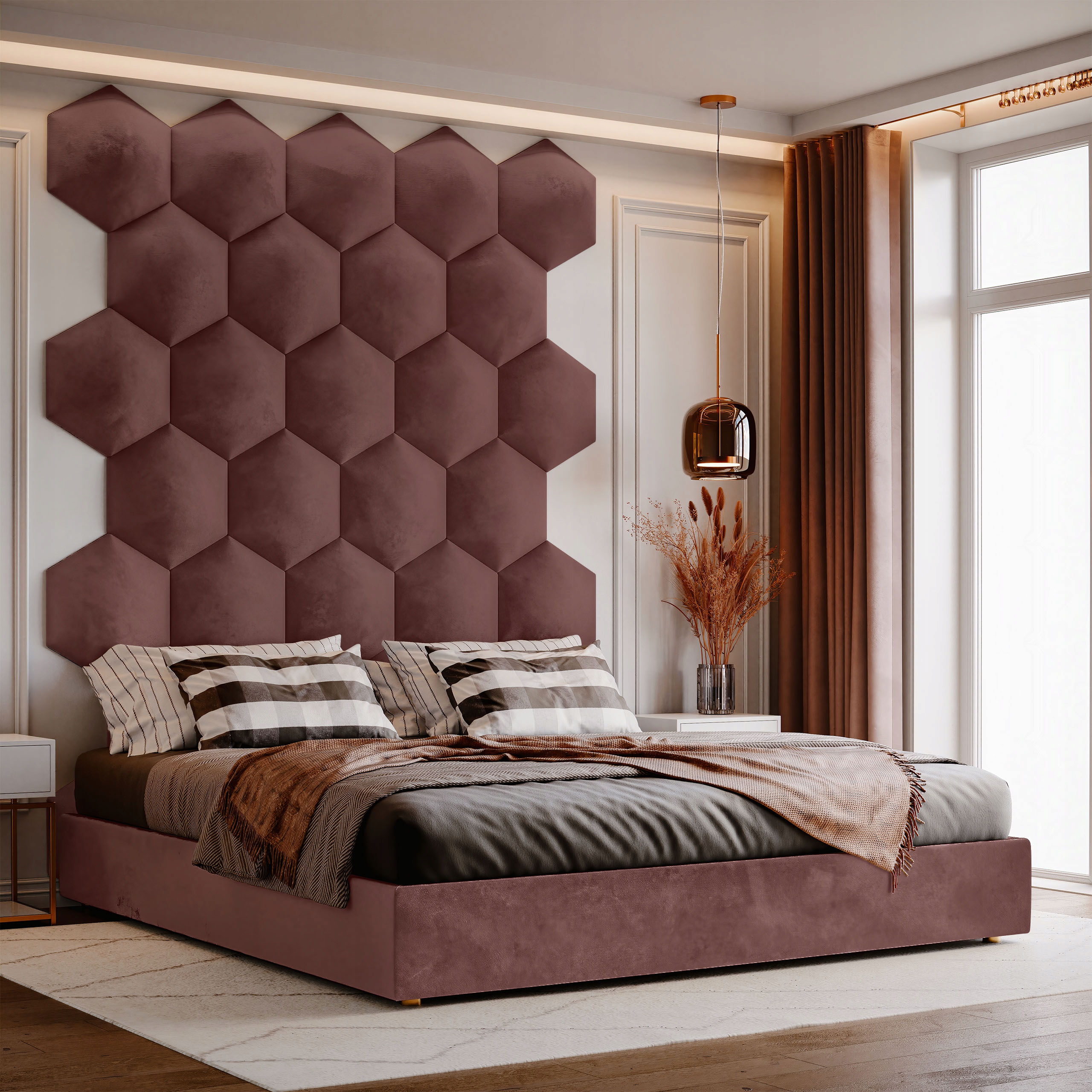 Panele Tapicerowane Plastry Miodu Hexagon Heksagon Wysokość mebla 26 cm