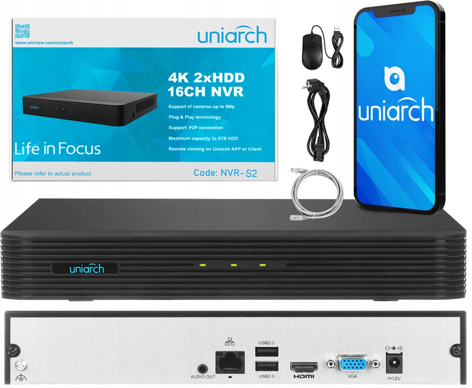 ZESTAW MONITORING IP 8 KAMER 5MPx PoE IP67 UNIARCH Kod producenta Zestaw CCTV IP Uniarch 5Mpx IPC-B125-PF28