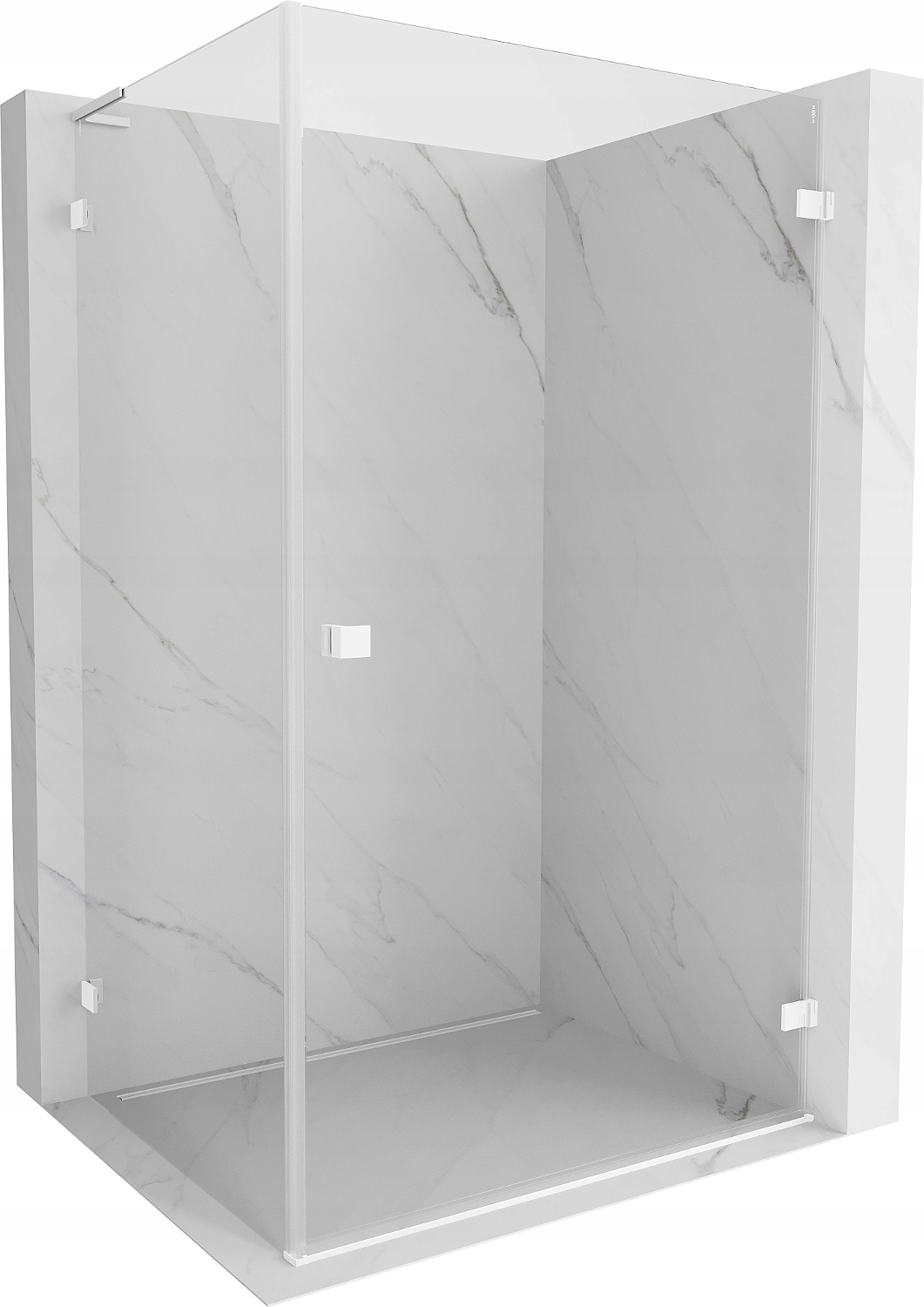 Kabina prysznicowa 85x80 prawa narożna Mexen Lunar-B L drzwi uchylne biała