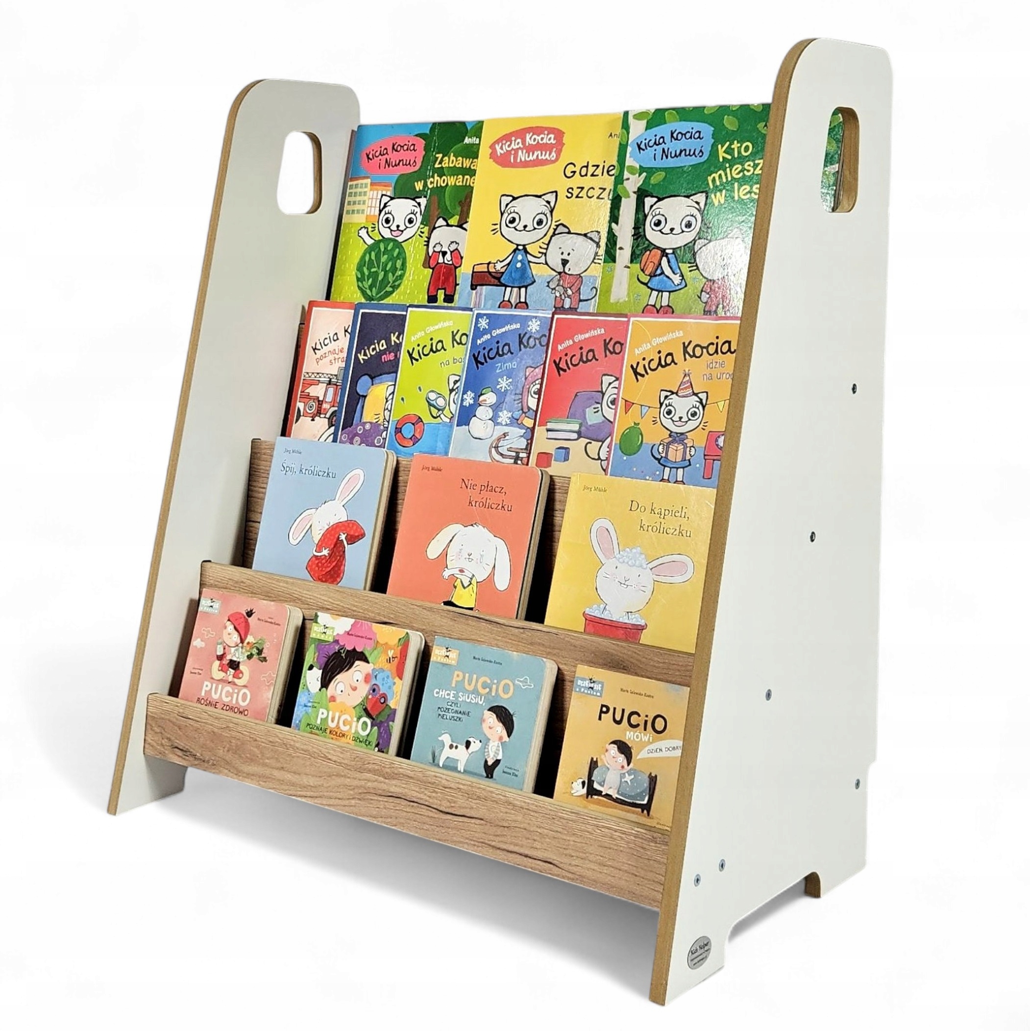 Biblioteczka Montessorii -regał na książki dla dziecka biało-dębowy BKC-310