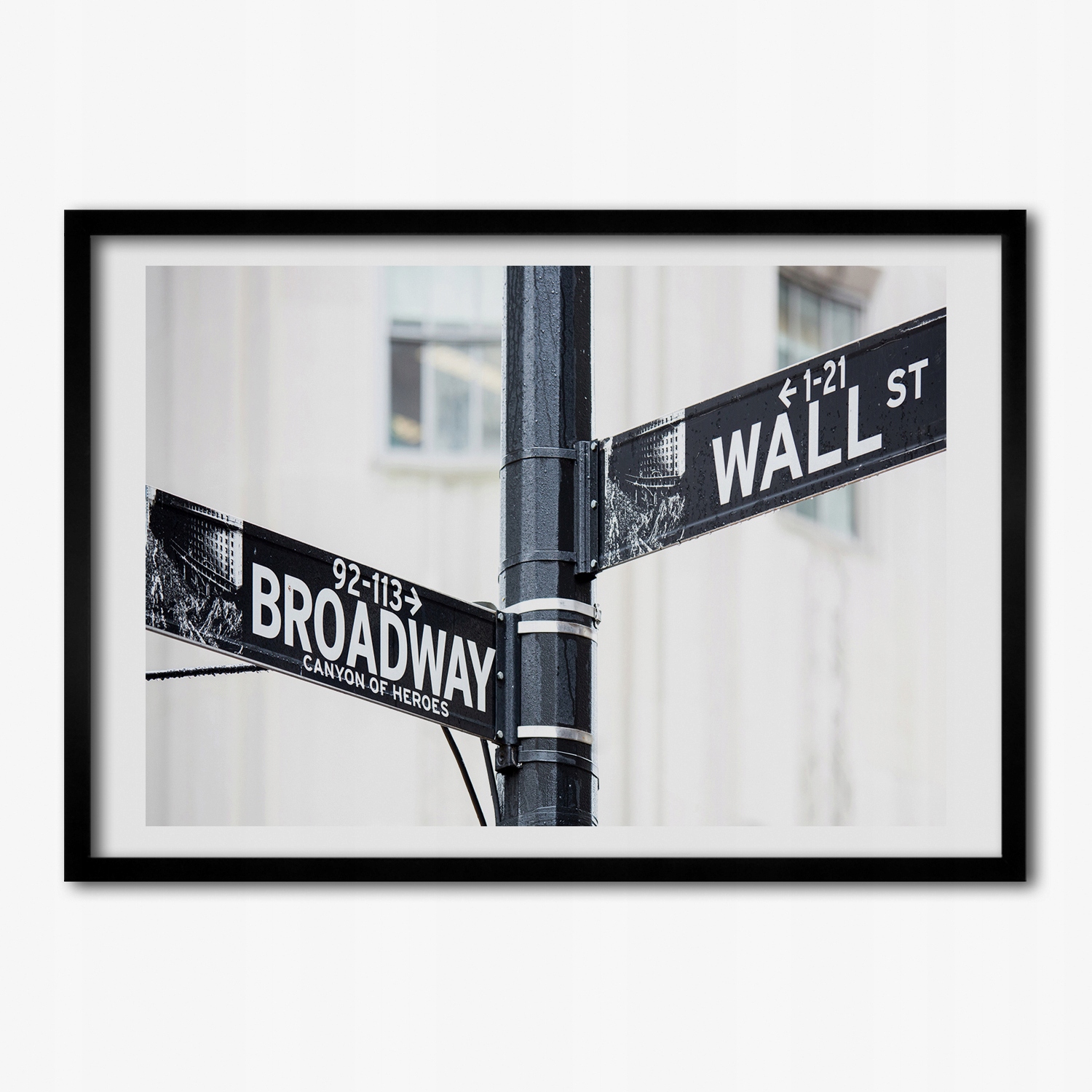 

Obraz z ramką do salonu Wall street znak 70x50 cm