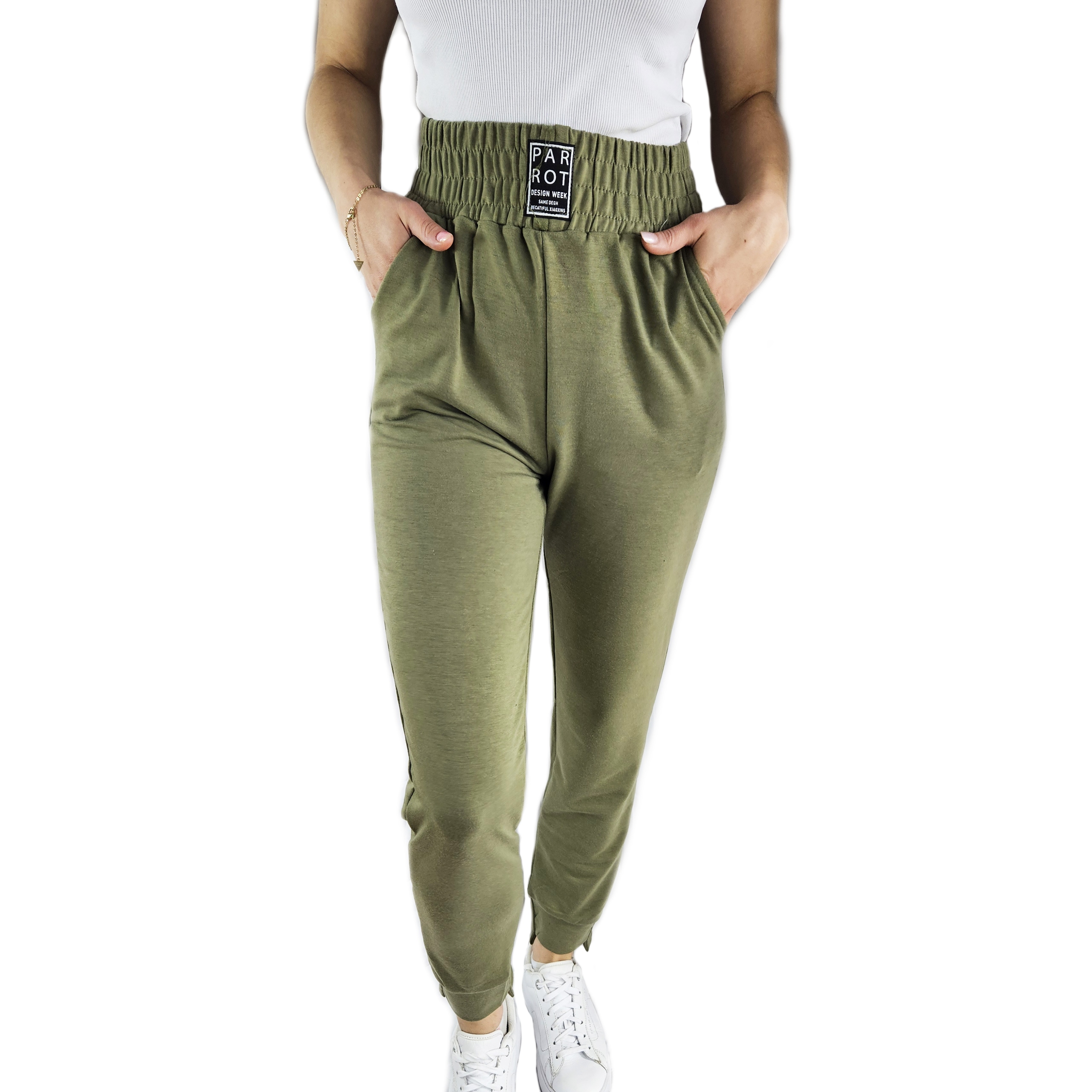 SPODNIE DAMSKIE DRESOWE Z ŚCIĄGACZAMI GUMA WYGODNE KIESZENIE Model SPODNIE DRESOWE DAMSKIE