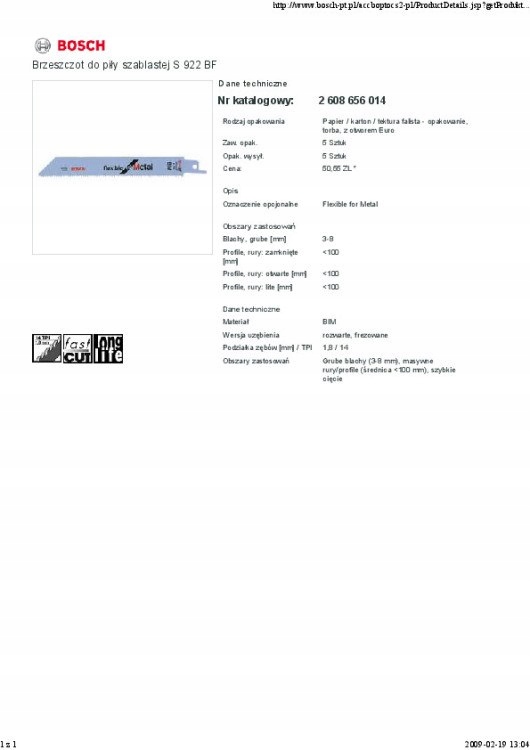 BRZESZCZOT DO PIŁY SZABLASTEJ S922BF 5SZT.