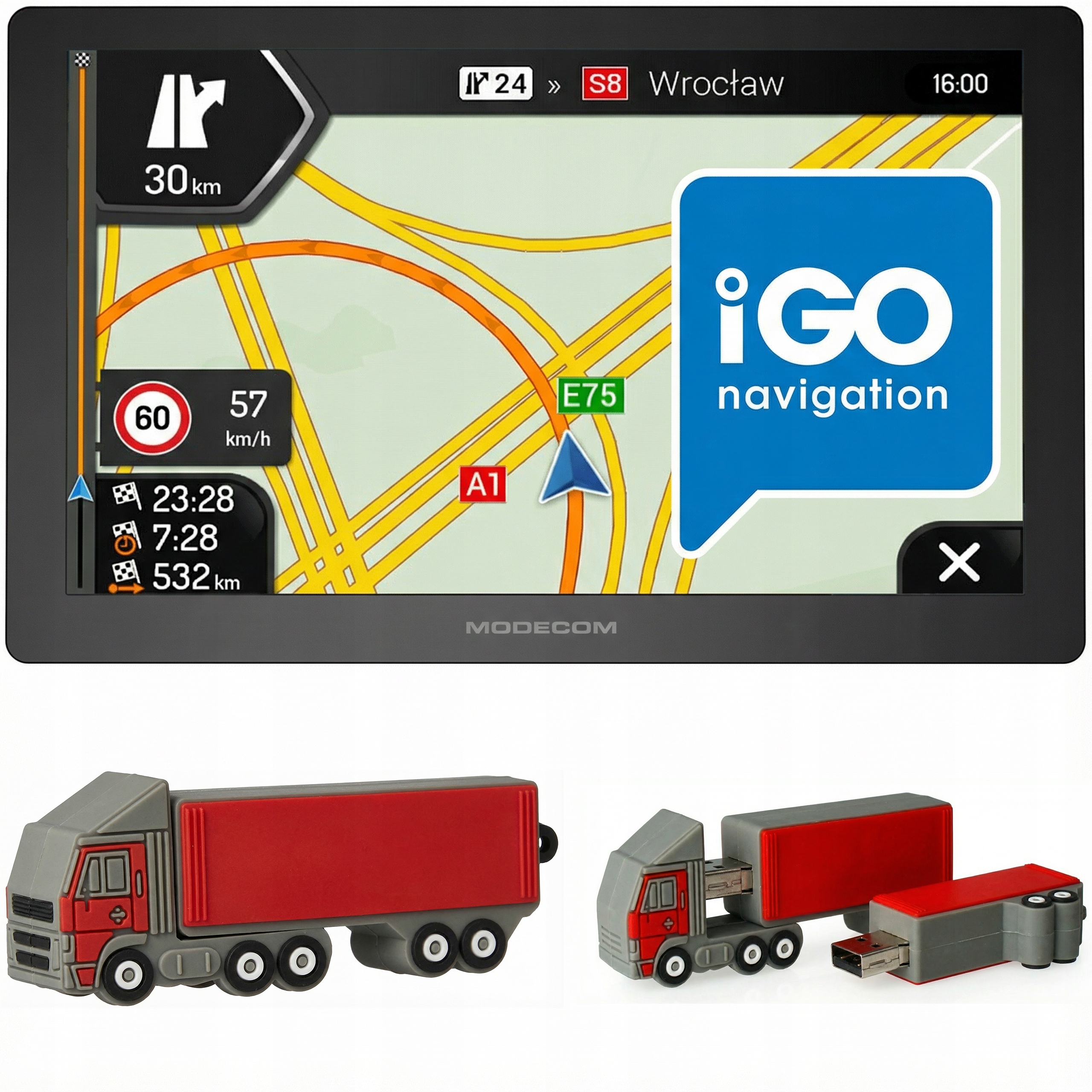 Navigace nákladního vozidla Modecom CX 7.3 iGO Primo Truck Tir Bus Fotoradary 2026