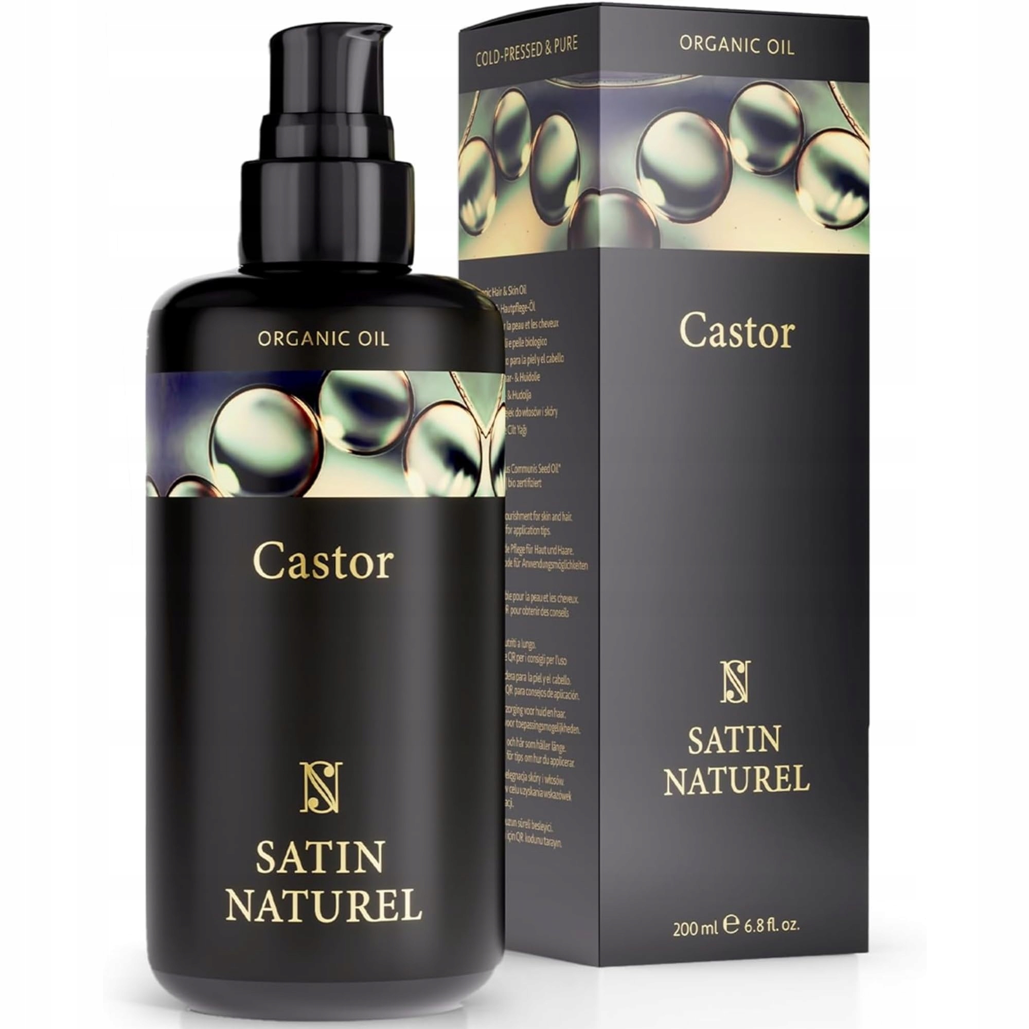 SATIN NATUREL Olej Rycynowy Bio Zimnotłoczony Do Włosów Rzęs Brwi 200ml
