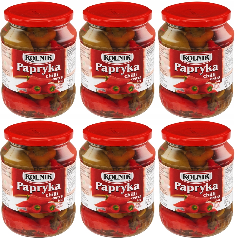 Levně 6 x Rolnik Lahodná Paprika Ostrá Chilli Maďarská Marinovaná 720 ml