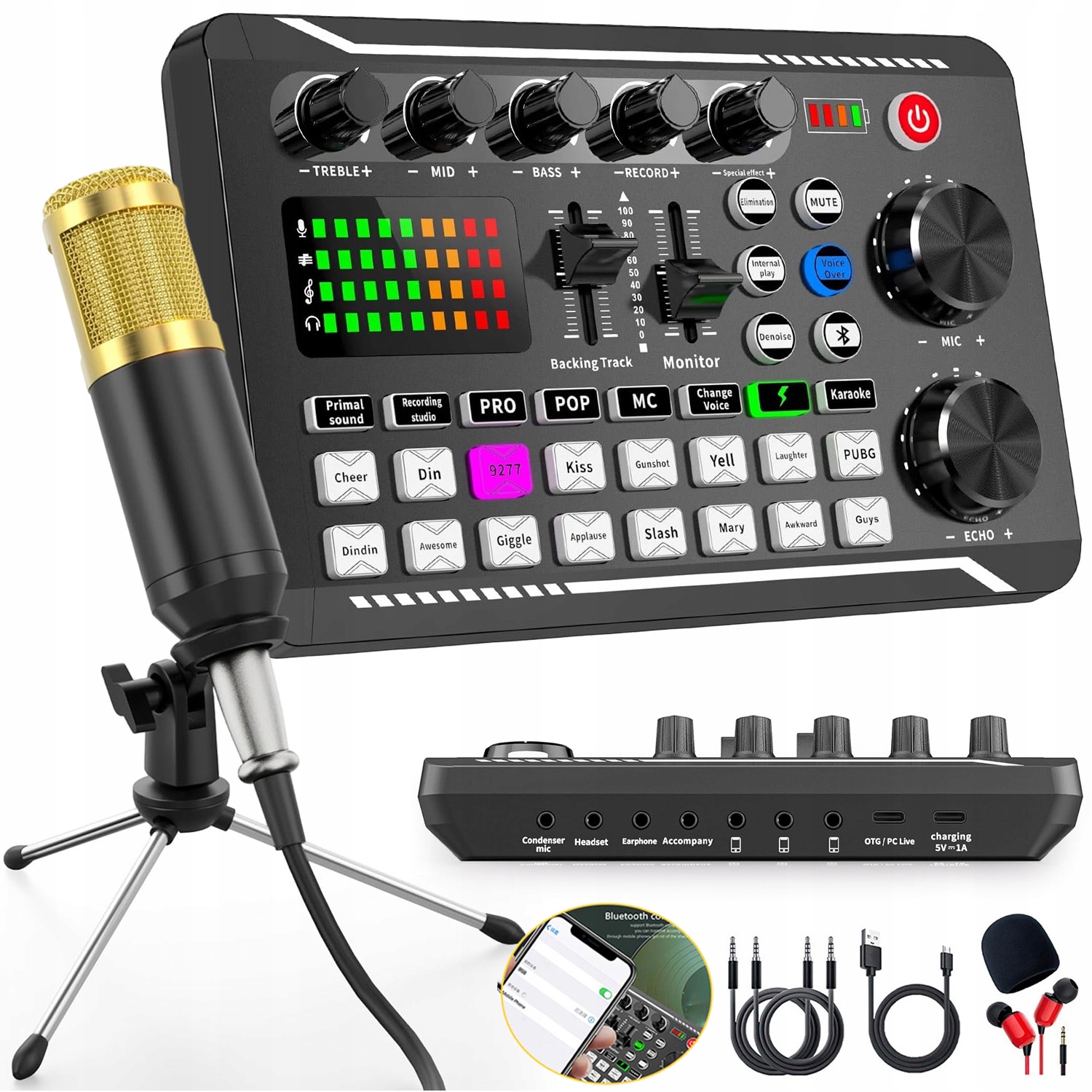 Kondenzátorový Studiový Mikrofon Mixážní Pult Zvukových Karet, Sada Stativů