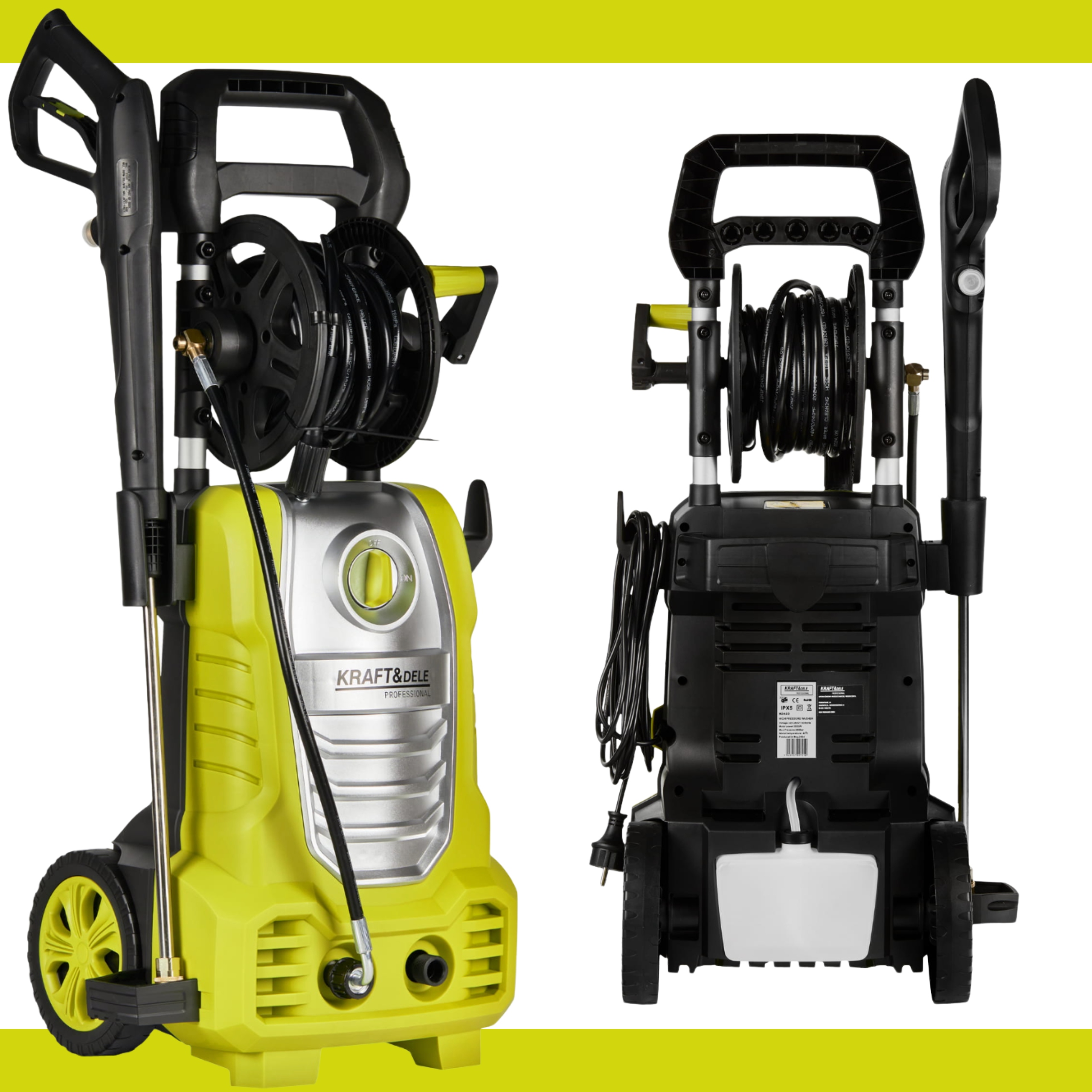 SAMOSSĄCA MYJKA CIŚNIENIOWA 280 BAR MOCNA POMPA ZESTAW 3000W + PŁYN KARCHER Zawiera baterie nie