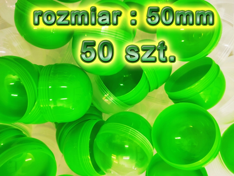 Kapsuła plastikowa pusta do losowania 50mm Zielona 50 Szt. loteria kulka
