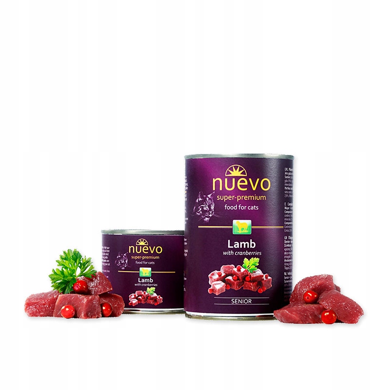 Levně NuevoSuperPremium krmivo pro starší kočky, jehněčí s brusinkami, 24x200 g