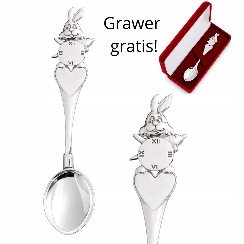 Stříbrná Lžička Na Křtiny 925 Králíček Dárek Ke Křtinám Svatého Gravírování