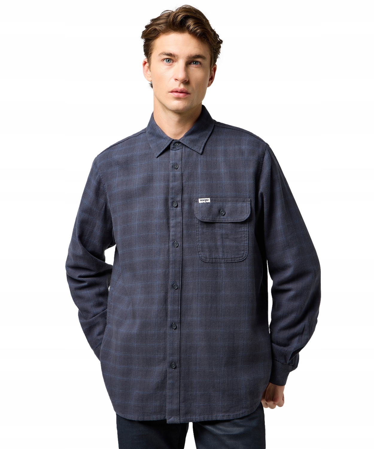 Košile Wrangler 1 Pkt Flannel Shirt 112371523 Midnight Grey S