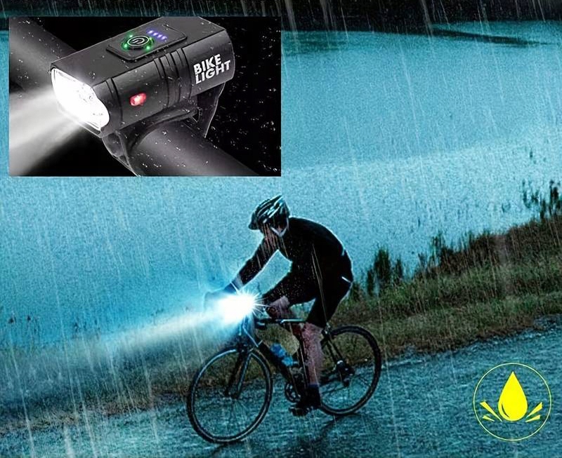 MOCNA Lampka Rowerowa PRZÓD LED na kierownicę 1200lm WODOODPORNA AKUMULATOR Zasilanie akumulator