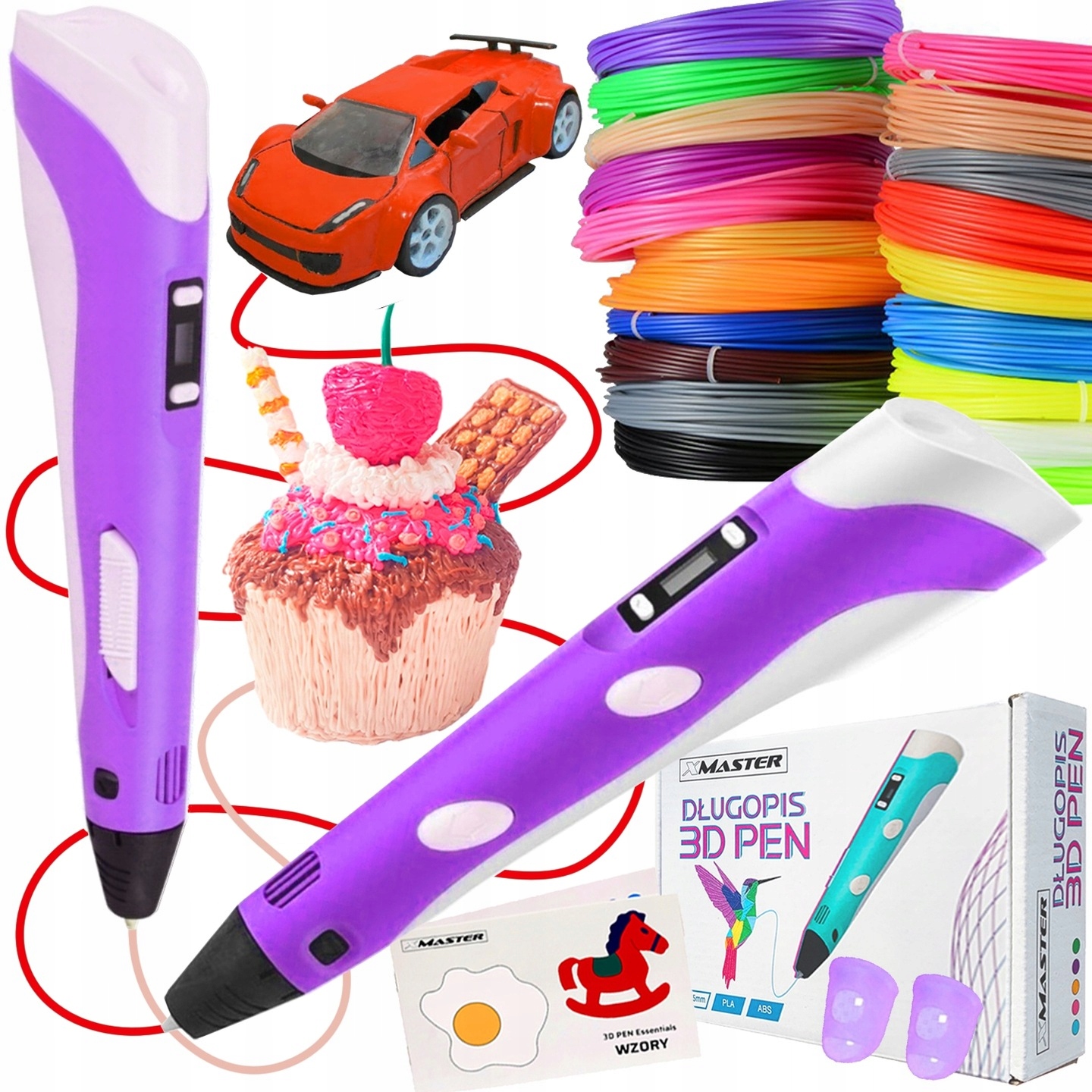 DRUKARKA DŁUGOPIS 3D ZESTAW DLA DZIECI SZABLONY + WKŁADY 50M v2024