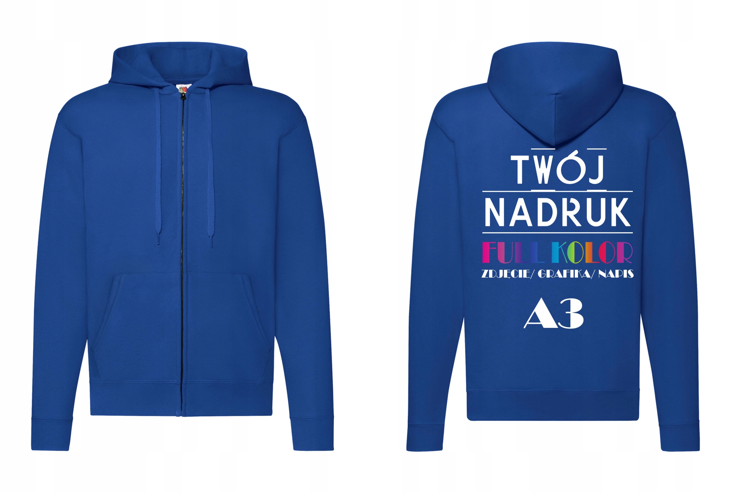 

Bluza Męska Rozpinana Z Własnym Nadrukiem A3 M