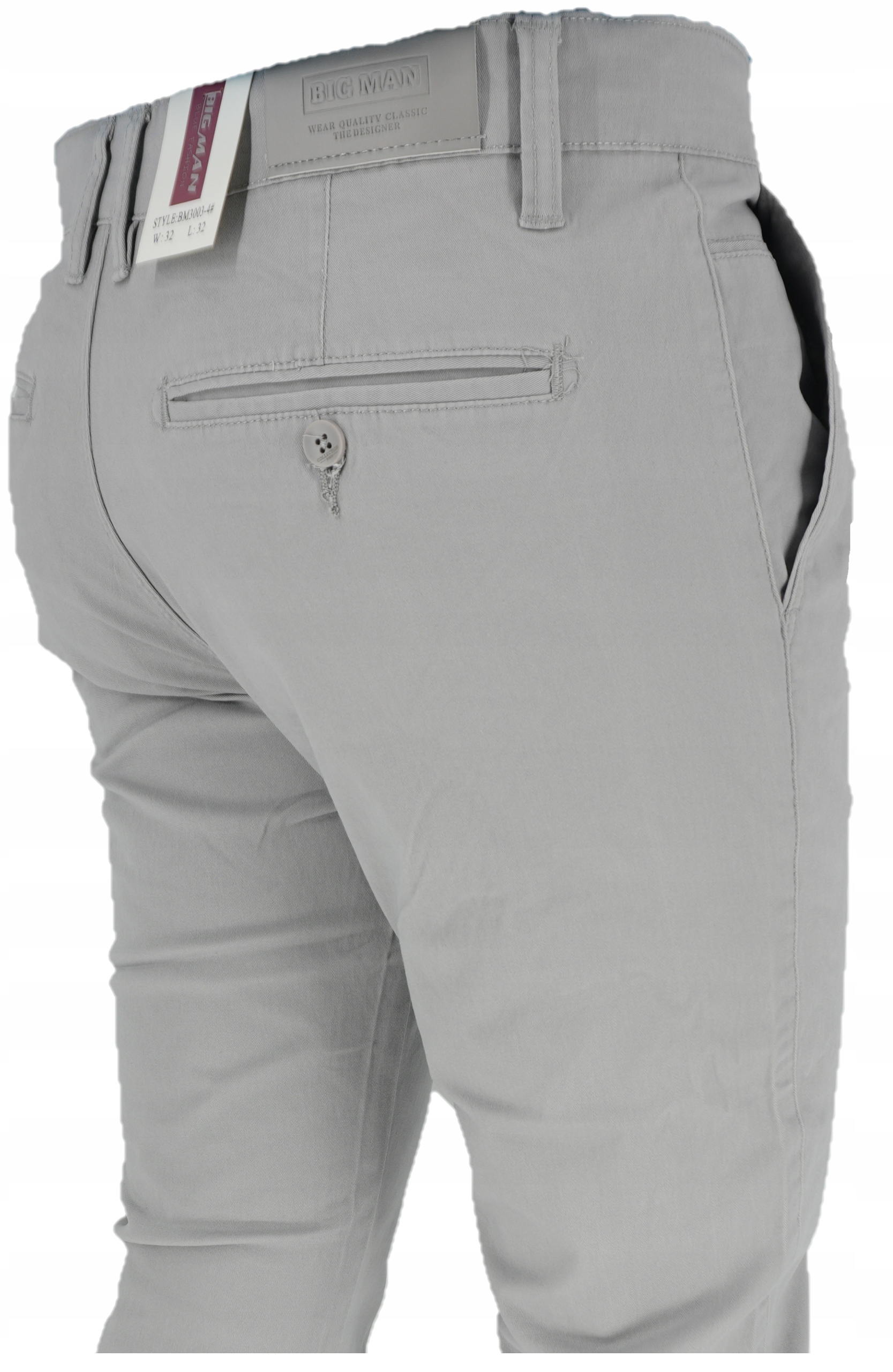 Spodnie Jasny Szary BM3007 Męskie Wizytowe L32 W33
