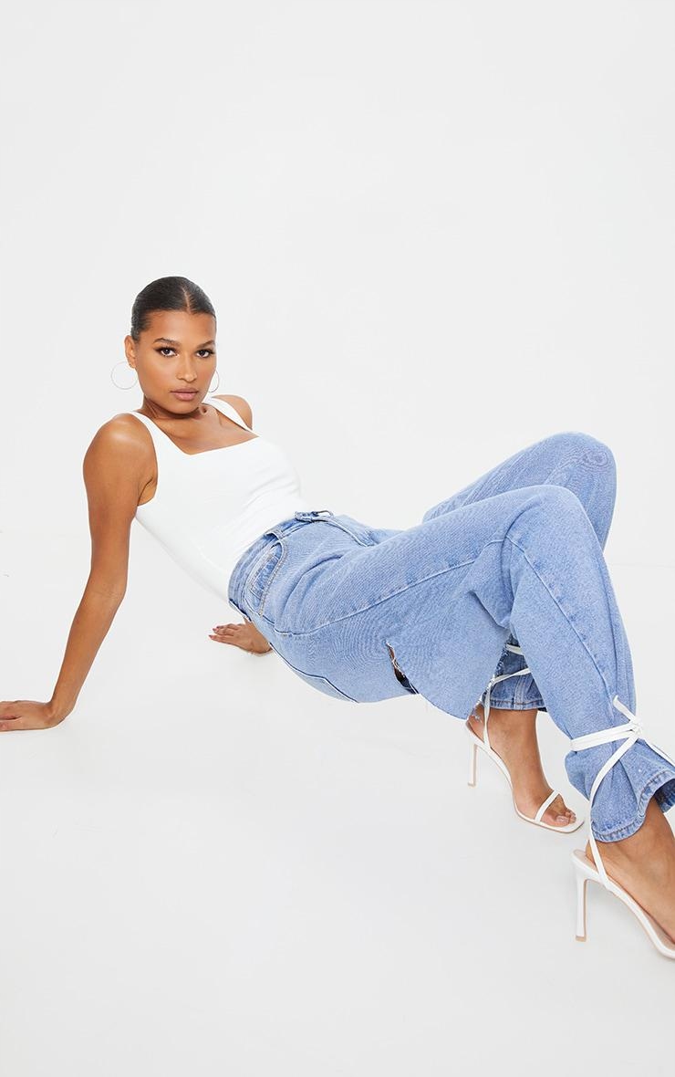 PRETTYLITTLETHING DMN GŁADKIE BODY BIAŁE LATO 34 Wzór dominujący bez wzoru