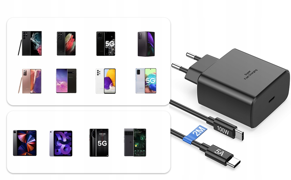SZYBKA SIECIOWA ŁADOWARKA DO TELEFONÓW SAMSUNG 45W + KABEL ŁADOWANIA USB-C 5A 2M EAN (GTIN) 0191491920660