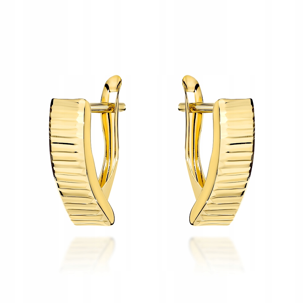 Zlaté náušnice 585 Diamantové plechy 1.21 g Lesklý elegantní dárek