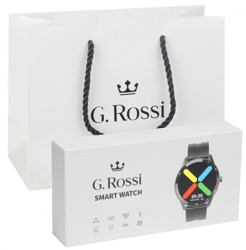 SMARTWATCH G. ROSSI SZARY ZEGAREK SPORTOWY ELEGANCKI STYLOWY NA PREZENT Kształt koperty okrągła