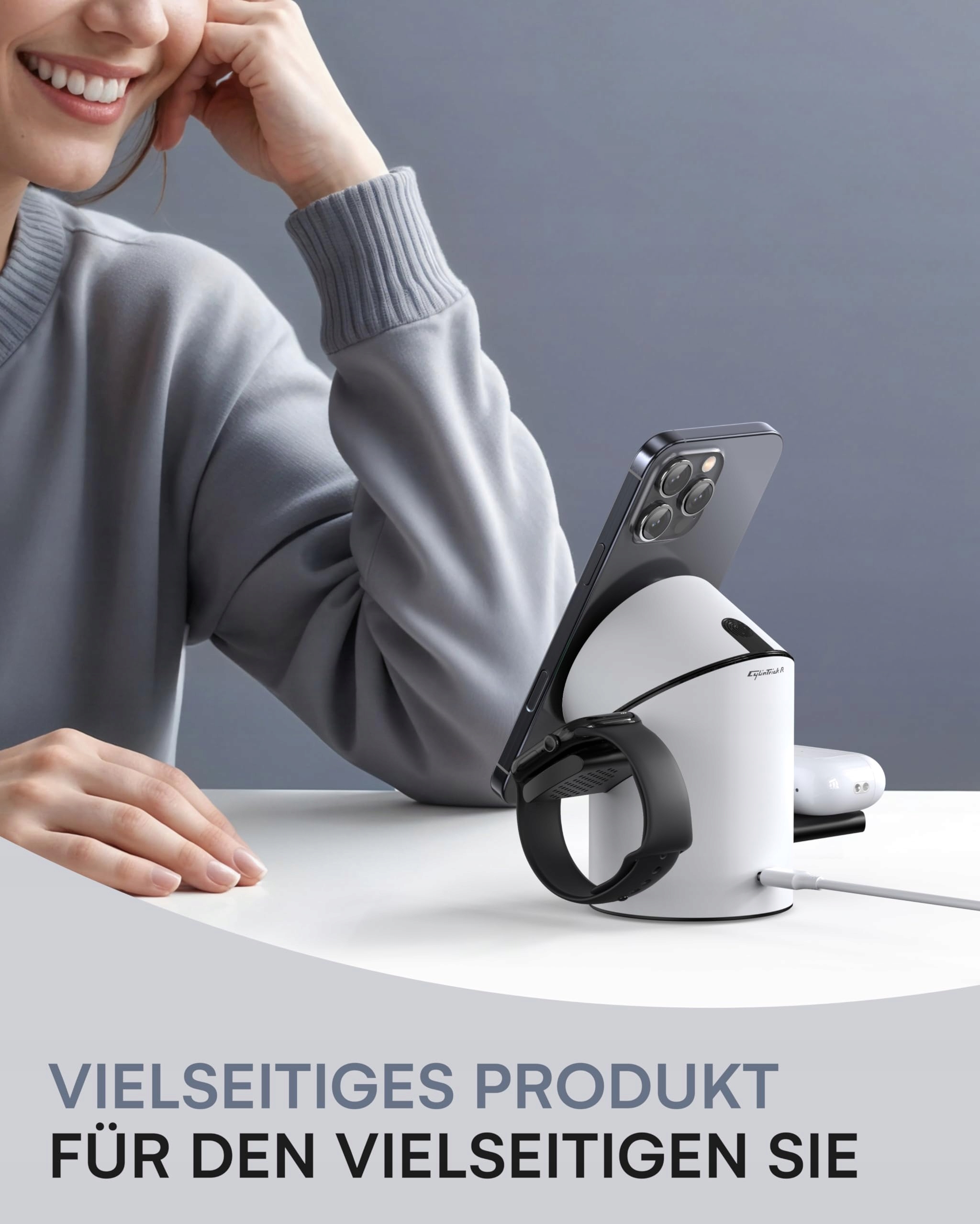 ZEEHOO Stacja Ładowania 3w1 Dla Apple Magsafe iPhone AirPods 15W Qi — miniatura 5