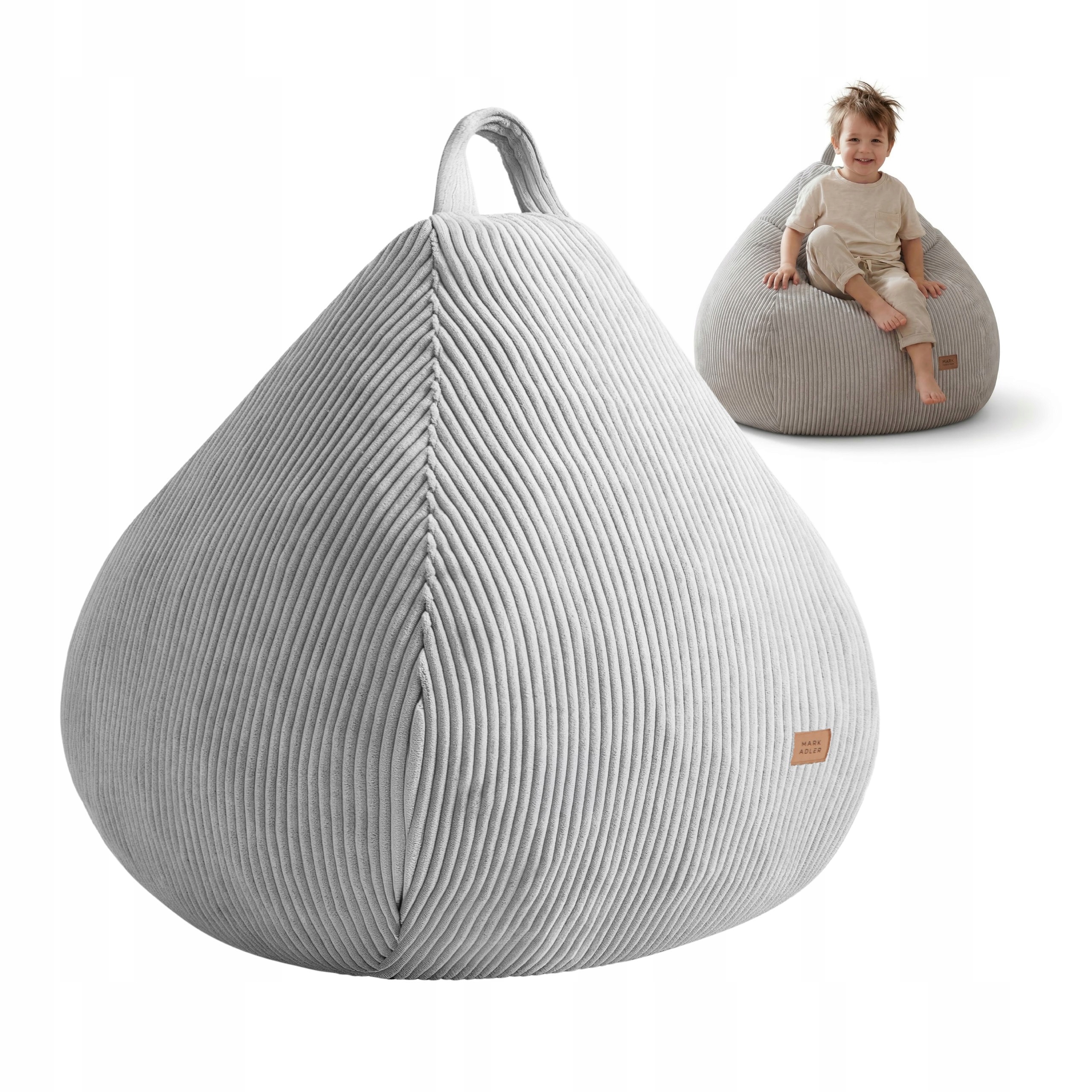 Křeslo taburet sametová Mark Adler šedý pytel sedák taburet lehká zahrada