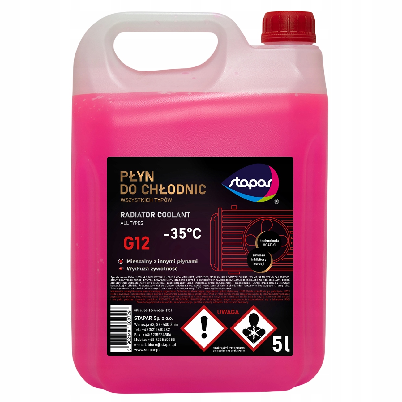 Охлаждающая жидкость Stapar G12 -35 ° C розова5 литров