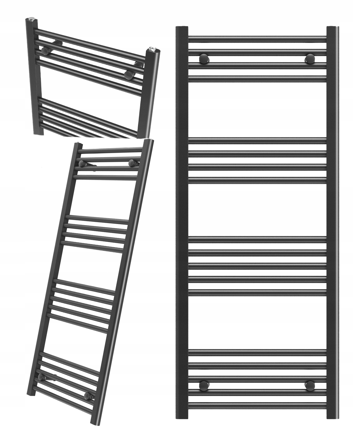Kúpeľňový Ohrievač Čierny Rebrík 50x120 cm Kaloryfer Breno Montáž 180°