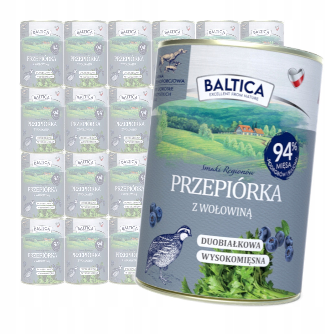 Levně Baltica Hovězí křepelka 24x400g Bezobilné Vlhké Krmivo pro psy