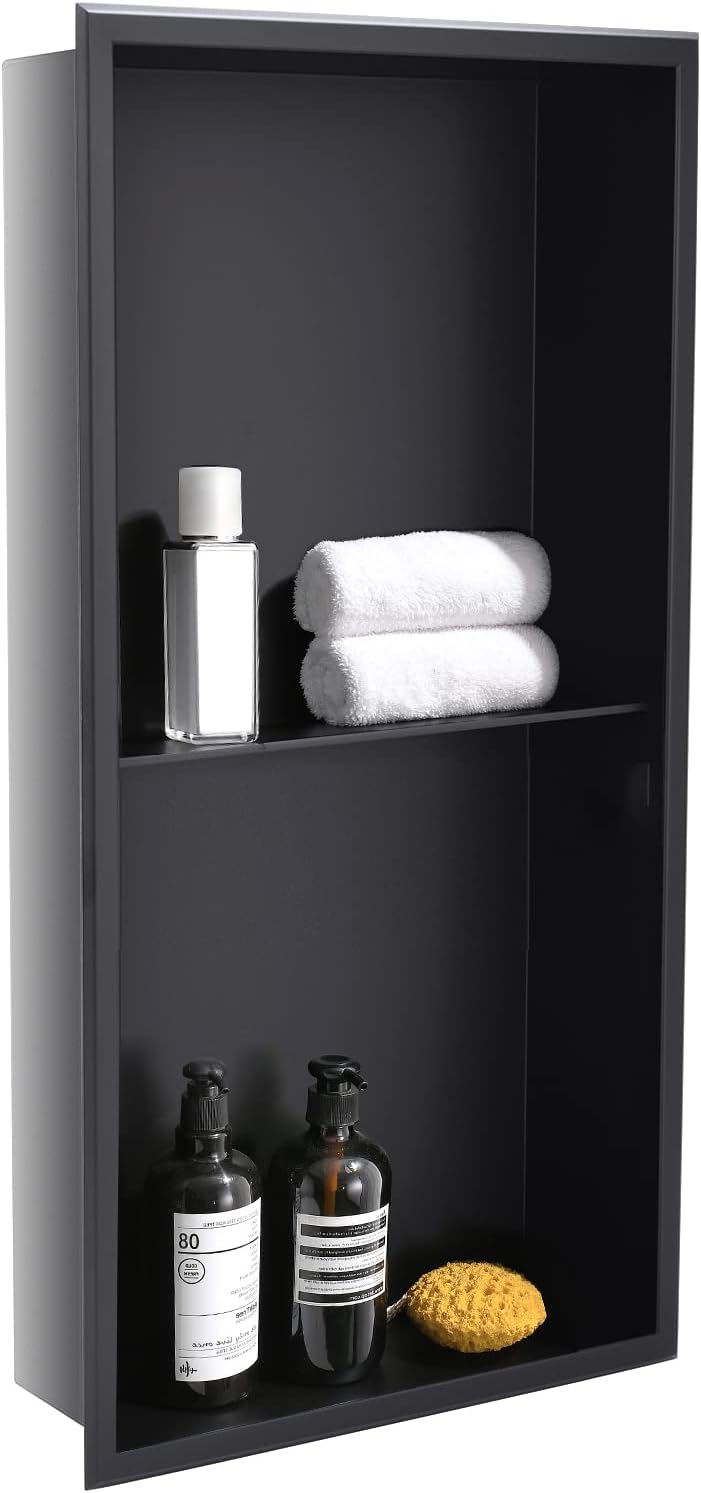 Nástenná Kúpeľňová Polica S Golierom Duo 60x30x10 cm Čierna Dayone
