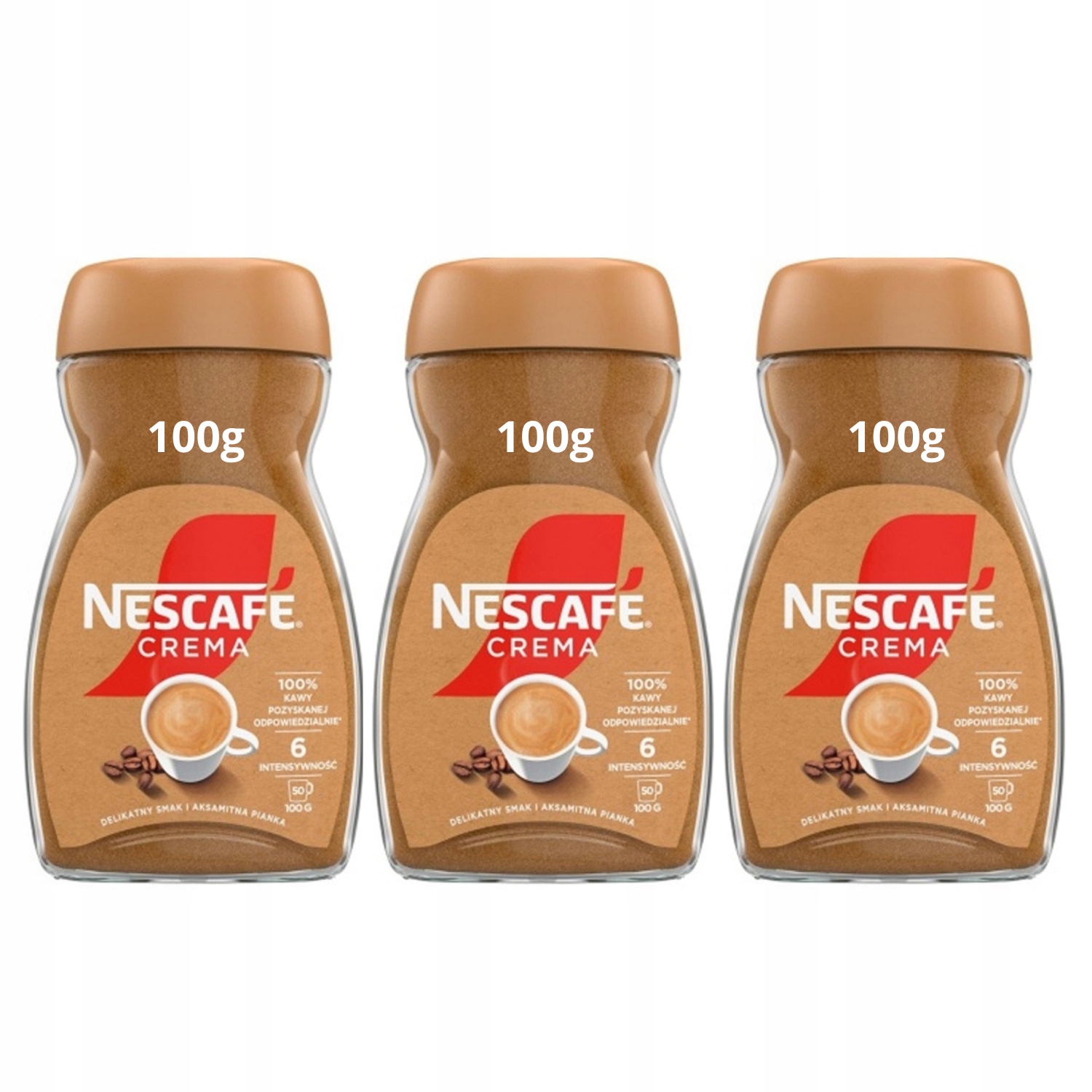 Levně Káva Rozpustná Nescafe Crema sada 3 x 100 g – přírodní jemná pěna