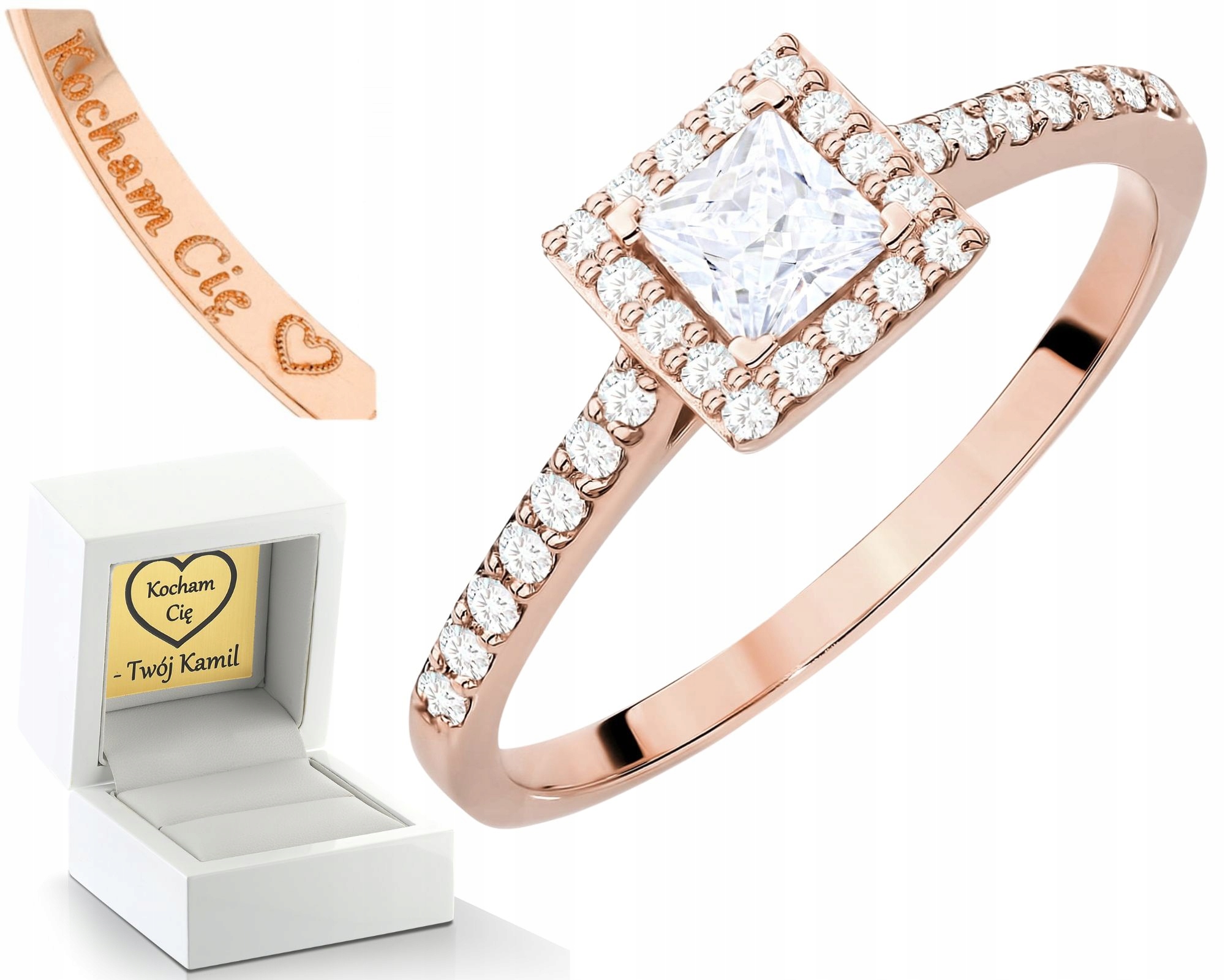 Růžový Zlatý Prstýnek S Diamanty, Gravírování Bonus