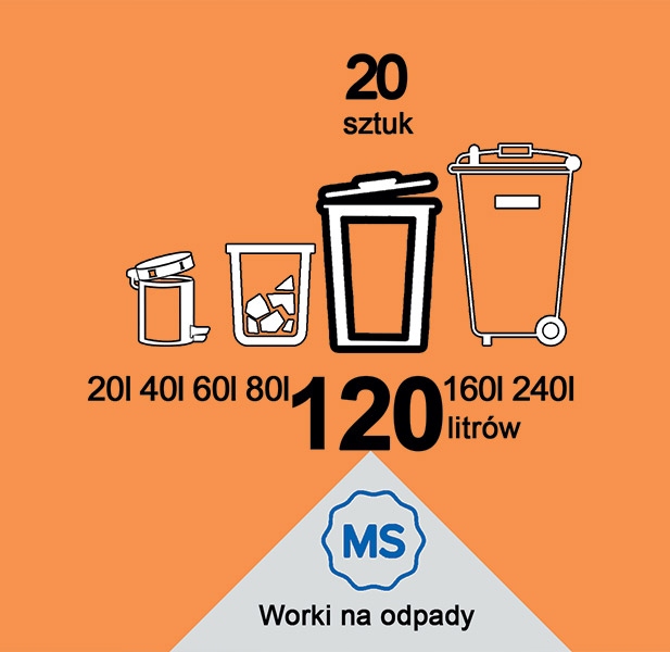 

Worki 120L Ldpe Rolka 20 sztuk Bezbarwne
