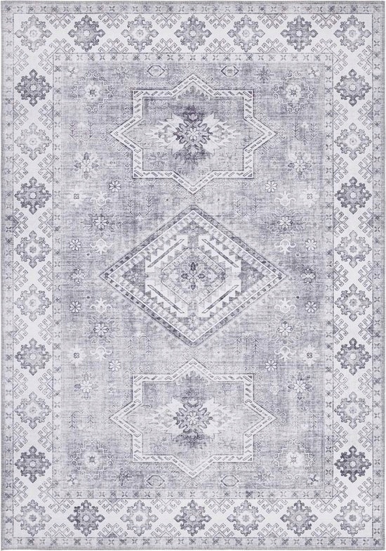 Koberec do obývacího pokoje 160x230 cm, šedo krémový, plochý, tkaný