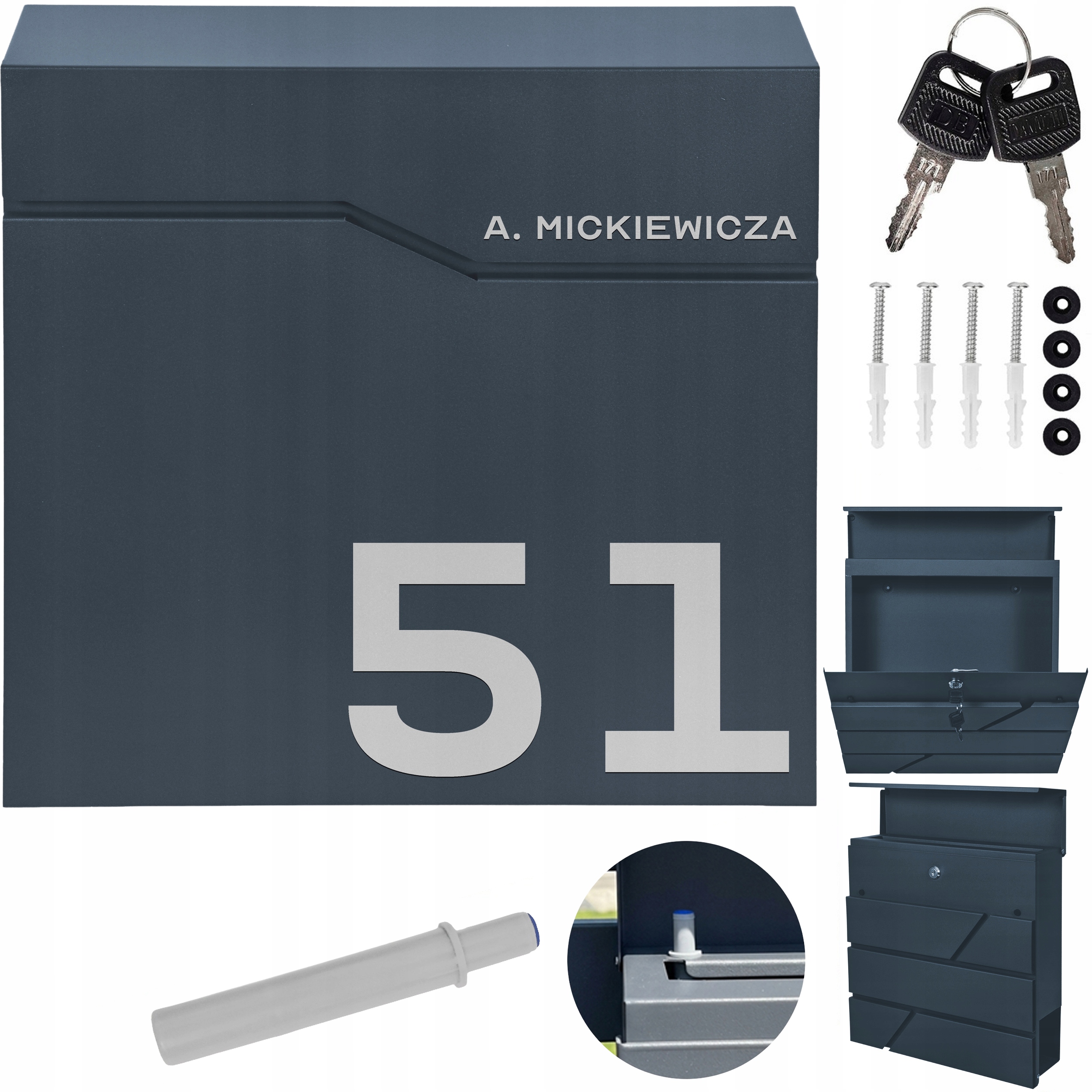 Poštovní Schránka Na Poštu Tuba Noviny Antracit Adresa Ulice Číslo