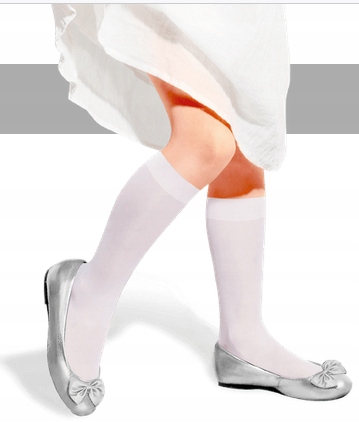 Podkolanówki dziewczęce białe GŁADKIE 3 pary