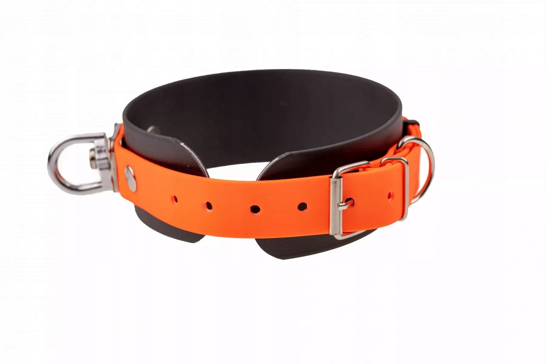 Levně Tropický obojek Biothane 50 mm černo-oranžový 4WILD 38-52 cm