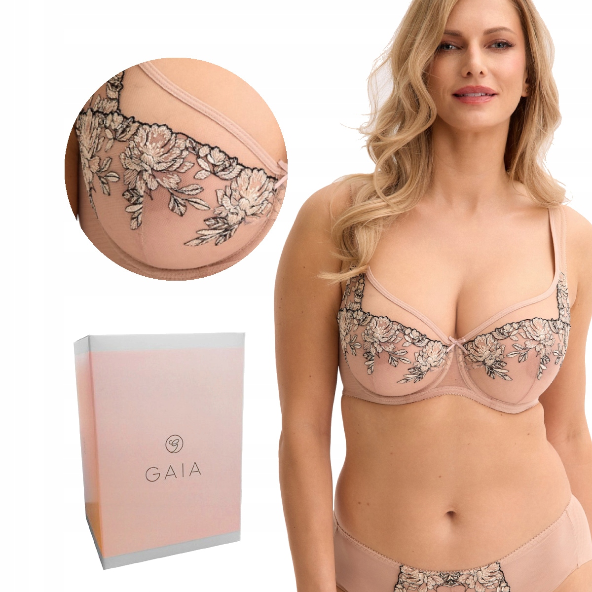 Podprsenka s výšivkou Soft Oksana 035 měkká béžová 85F