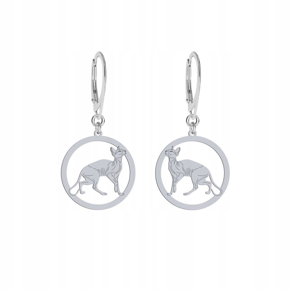Stříbrné Náušnice s kočkou Peterbald 925 Šperky Žena Dárek Gravírování