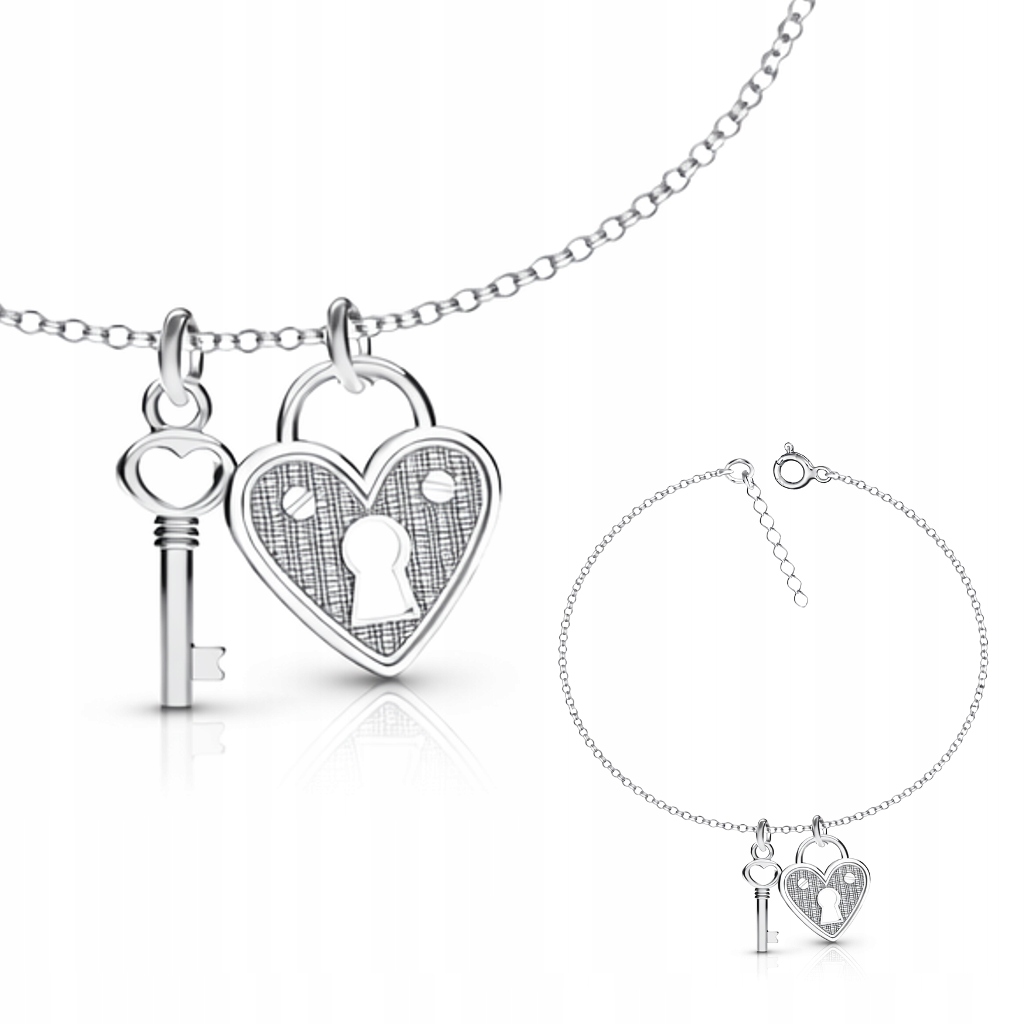 Stříbrný náramek 925 Zámek a klíč Symbol lásky a spojení