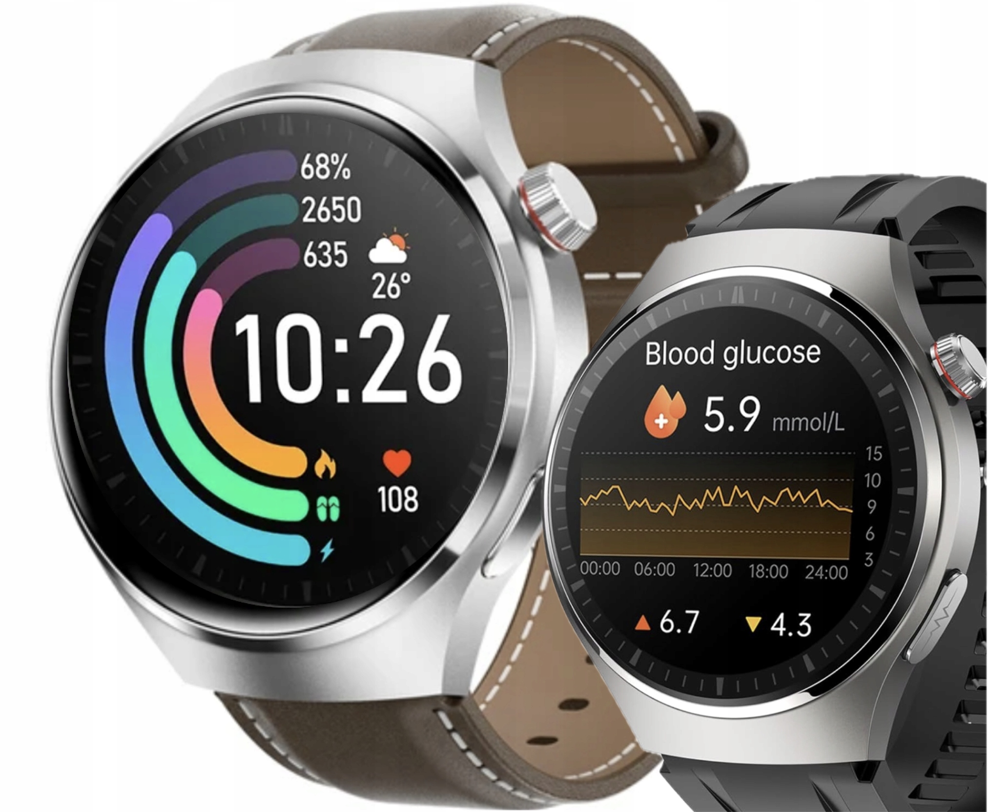 2 Prémiové Proužky Model 2025 Chytré Hodinky Tlakoměr Ekg Glukóza Stříbrný