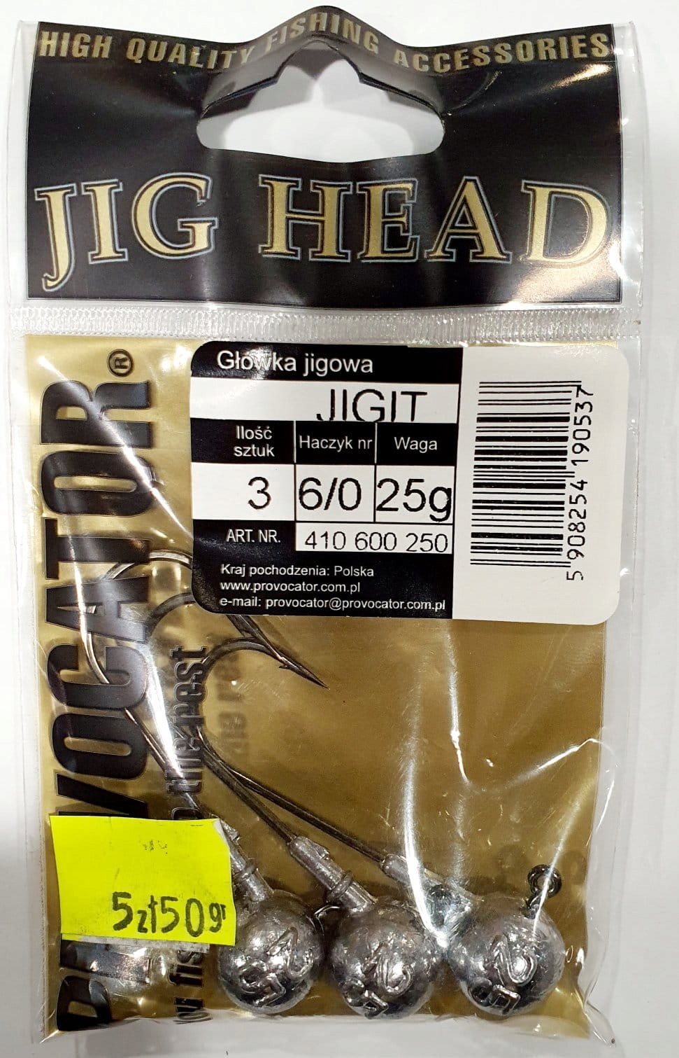 

Główka Jigowa Provocator hak 6/0 waga 25g op. 3szt