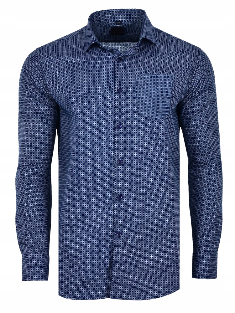 Košile Vzor Tmavě Modrá Dlouhá Velká 49/50